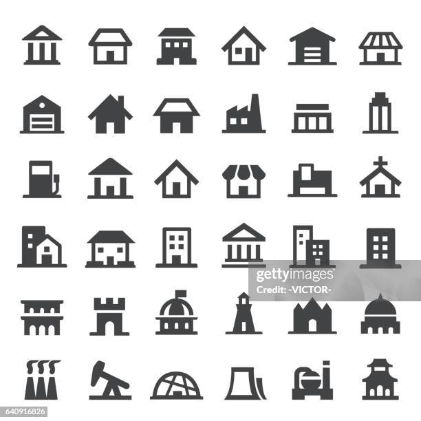 building icon - big series - office building exterior small stock illustrations