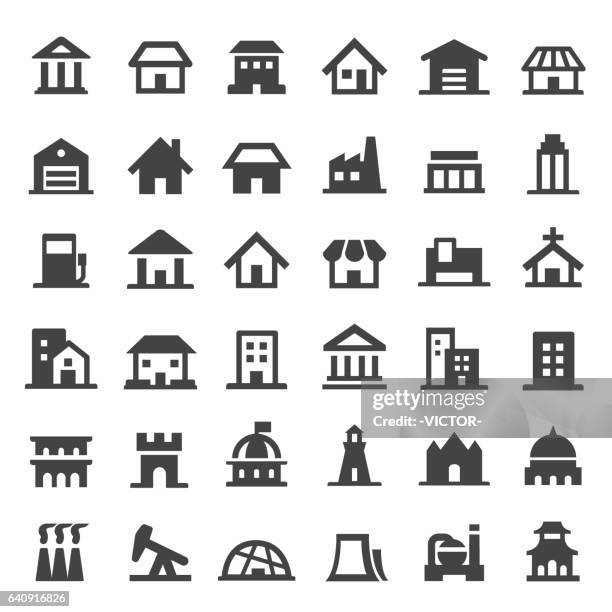 building icon - big series - small building icon stock illustrations