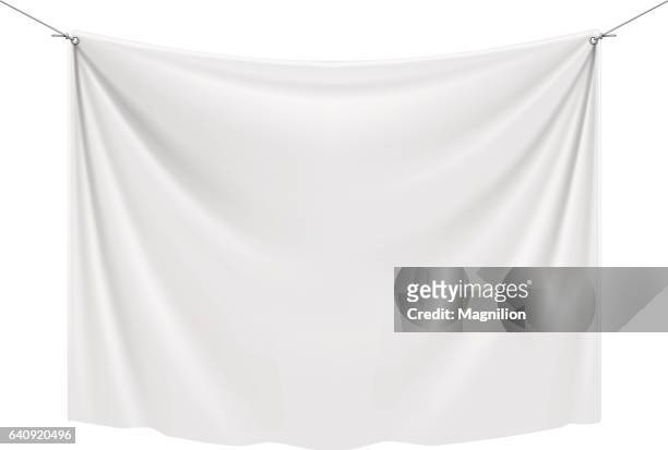 weiße textil banner - textilien stock-grafiken, -clipart, -cartoons und -symbole