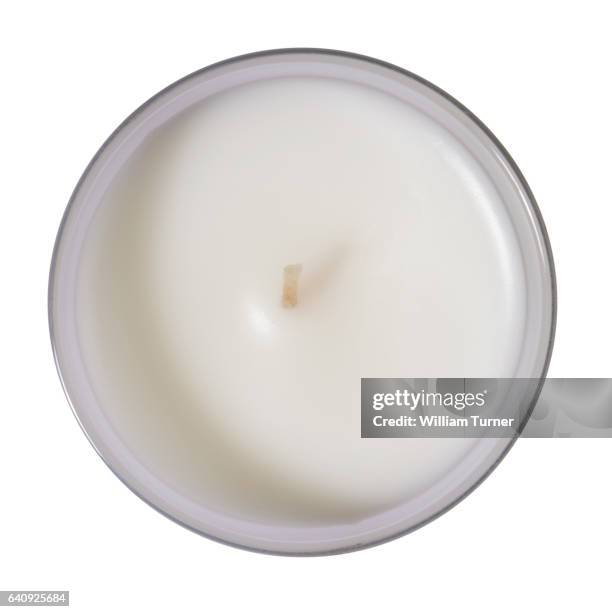 an overhead  cut out image of candle on a white background - candle overhead stock pictures, royalty-free photos & images