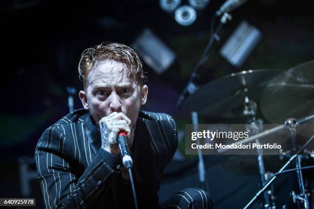 Frank Carter, lead singer of the hardcore punk British band Frank Carter & the Rattlesnakes, performs at Fabrique. Milan, February 2, 2017