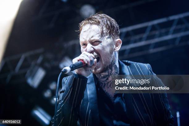 Frank Carter, lead singer of the hardcore punk British band Frank Carter & the Rattlesnakes, performs at Fabrique. Milan, February 2, 2017