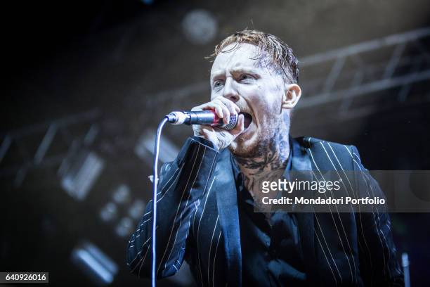 Frank Carter, lead singer of the hardcore punk British band Frank Carter & the Rattlesnakes, performs at Fabrique. Milan, February 2, 2017