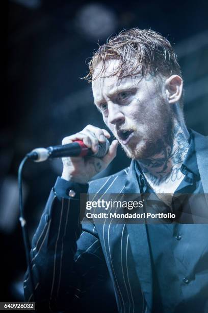 Frank Carter, lead singer of the hardcore punk British band Frank Carter & the Rattlesnakes, performs at Fabrique. Milan, February 2, 2017