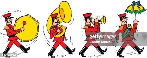 nutcracker line band sketch - playing trombone stock illustrations