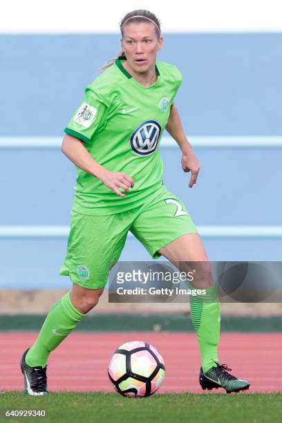 Lara Dickenmann of Wolfsburg during the Women's Friendly Match between VfL Wolfsburg Women's and SC Huelva on February 2, 2017 in Vila Real Santo...