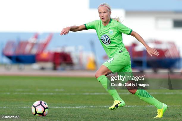 Pemille Harder of Wolfsburg during the Women's Friendly Match between VfL Wolfsburg Women's and SC Huelva on February 2, 2017 in Vila Real Santo...