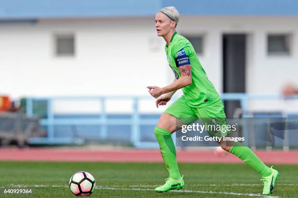 Nilla Fischer of Wolfsburg during the Women's Friendly Match between VfL Wolfsburg Women's and SC Huelva on February 2, 2017 in Vila Real Santo...