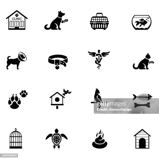 illustrations, cliparts, dessins animés et icônes de icône vétérinaire ensemble - chien laisse