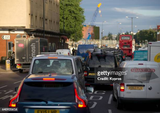 uk, great britain, england, london, view of traffic jam - traffic stock pictures, royalty-free photos & images
