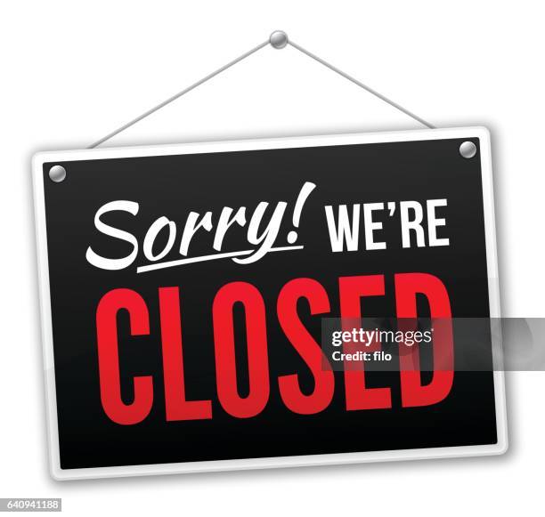 sorry we're closed sign - hanging stock illustrations