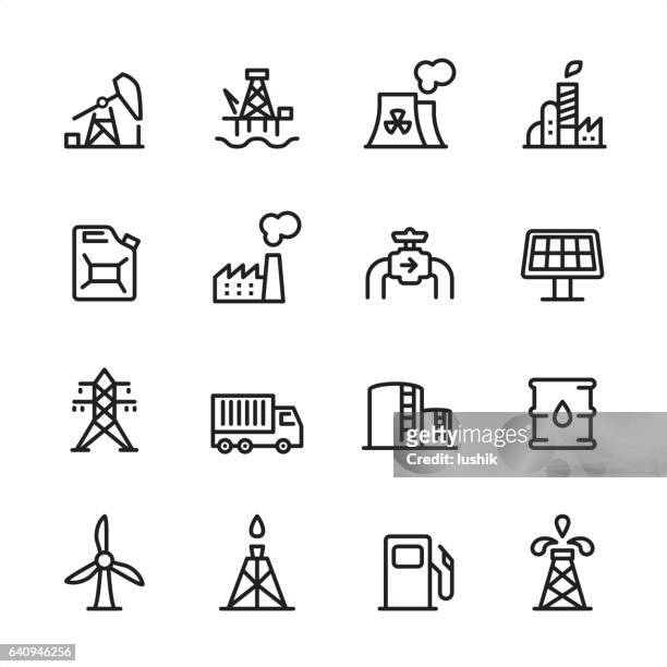 industrie-station - gliederung-icon-set - windkraftanlage stock-grafiken, -clipart, -cartoons und -symbole