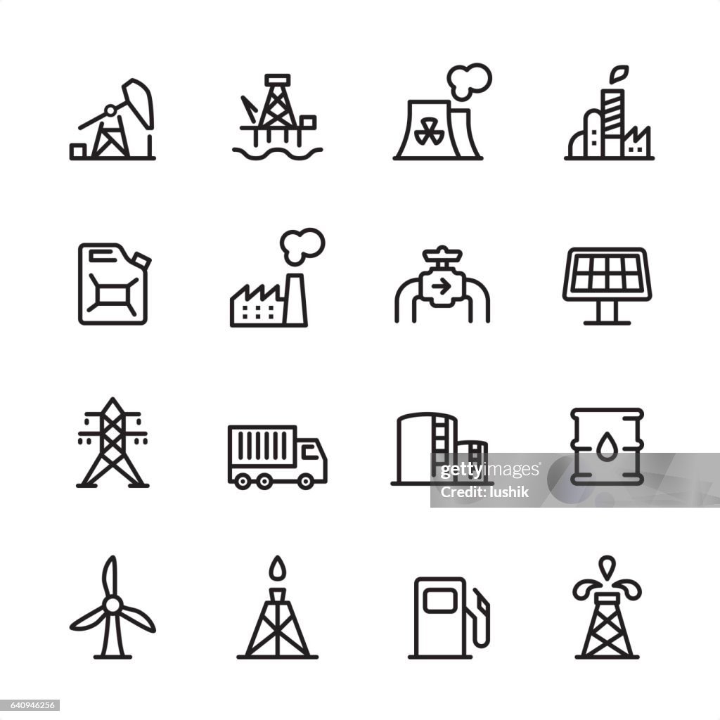 Industry Station - outline icon set