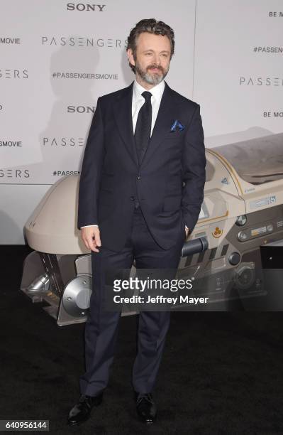 Actor Michael Sheen arrives at the Premiere Of Columbia Pictures' 'Passengers' at Regency Village Theatre on December 14, 2016 in Westwood,...