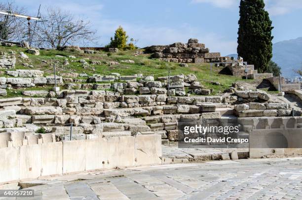theatre of dionysus - ares greek god imagens e fotografias de stock