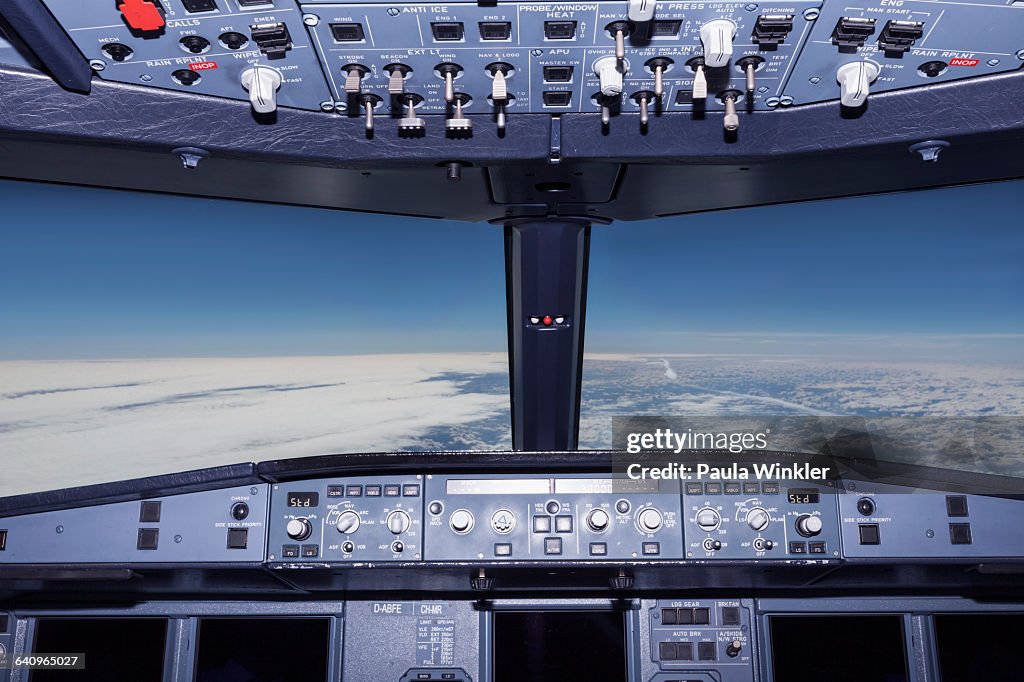 Interior of airplane cockpit