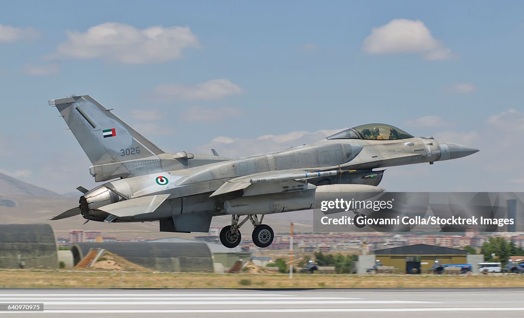 A United Arab Emirates Air Force F-16 Block 52+ during Exercise Anatolian Eagle at Albacete Air Base, Spain.