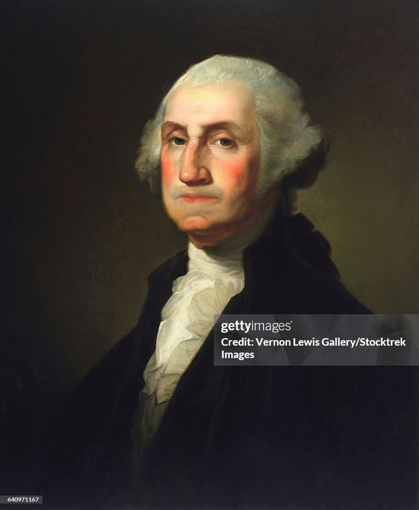 Vintage American History painting of President George Washington.