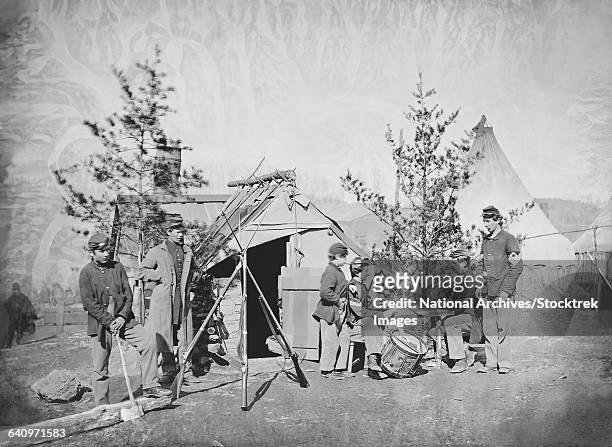 camp scene during the american civil war. - american civil war stock pictures, royalty-free photos & images