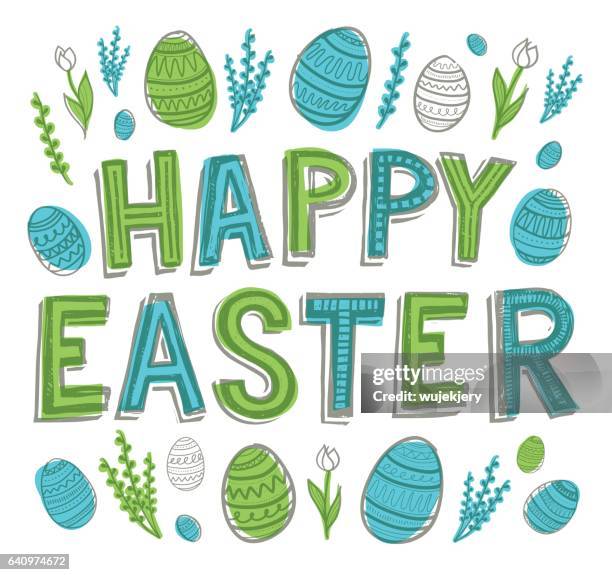 hand-drawn easter cards, doodle easter eggs and symbols. - easter egg white background stock illustrations