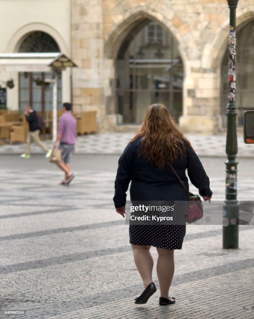 Europe, Czech Republic, Prague, View Of Person Walking In Street