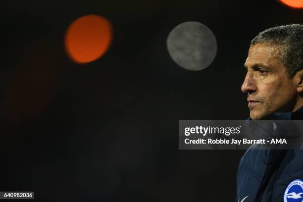 Chris Hughton head coach / manager of Brighton & Hove Albion during the Sky Bet Championship match between Huddersfield Town and Brighton & Hove...