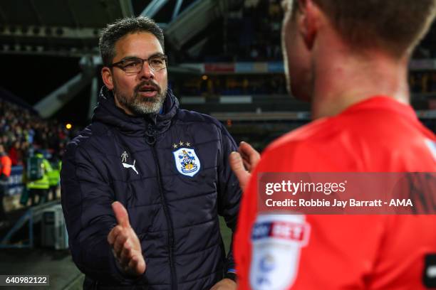 David Wagner head coach / manager of Huddersfield Town at full time during the Sky Bet Championship match between Huddersfield Town and Brighton &...