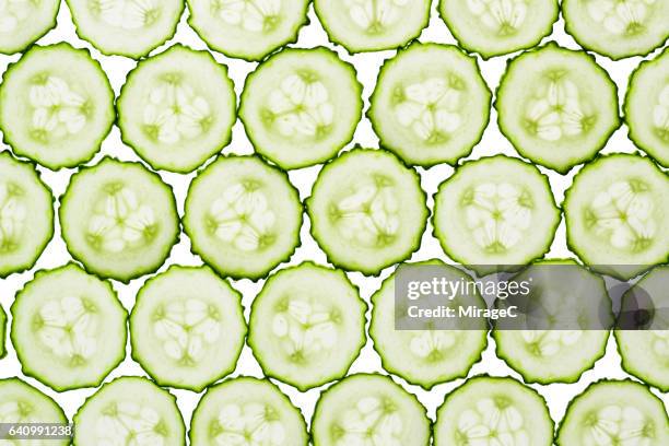 cucumber slices full frame shot - cucumber stock pictures, royalty-free photos & images