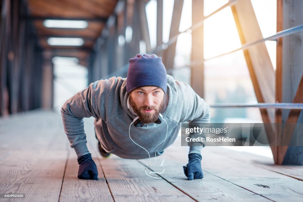 Man exercising outdoors
