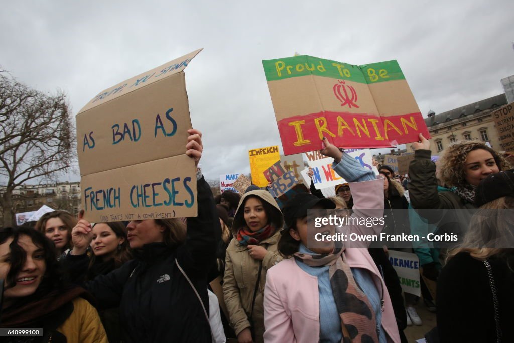 Anti Trump 'Travel Ban' Demonstration In Paris