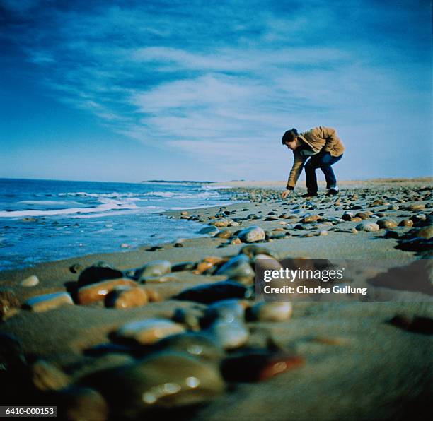 woman beachcombing - beach combers stock pictures, royalty-free photos & images