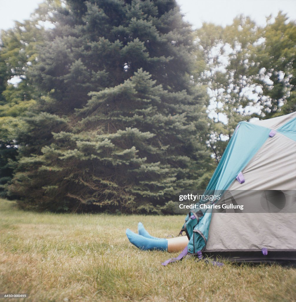 Legs Sticking out of Tent