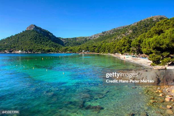 bay of cala pi de la posada, formentor, majorca, spain - cabo formentor stock pictures, royalty-free photos & images