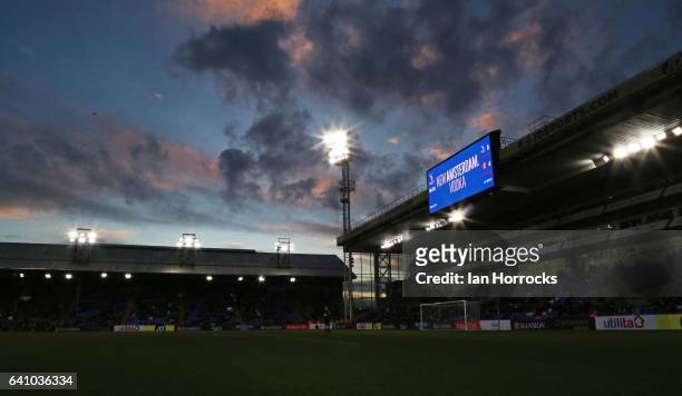 The sun sets near the end of the game during the Premier League match between Crystal Palace and Sunderland at Selhurst Park on February 4, 2017 in...