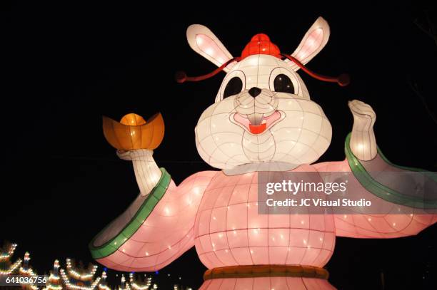 biggest rabbit lantern for celebrating lantern festival - chinees lantaarnfeest stockfoto's en -beelden