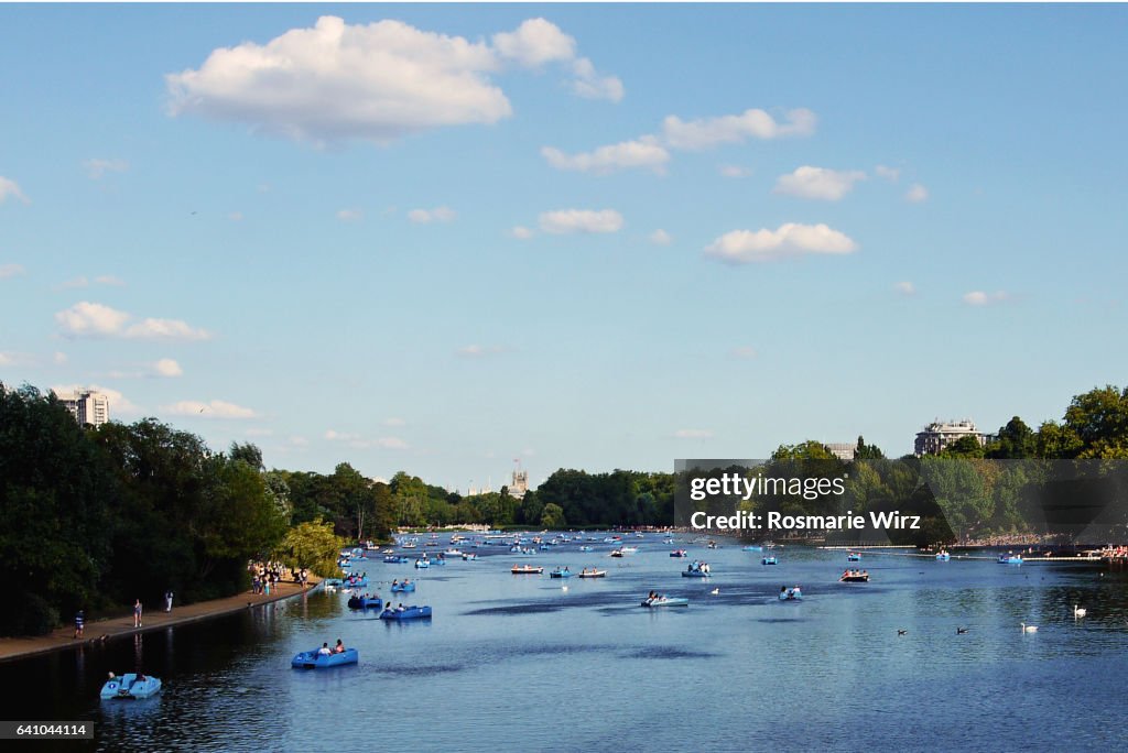 Hyde park - The Serpentine lake with pedalo boats