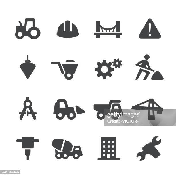 stockillustraties, clipart, cartoons en iconen met zware bouw icons - acme serie - heavy demolition