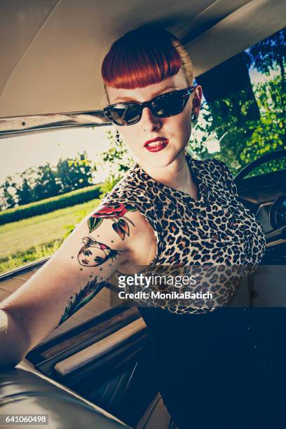 pin-up girl - pin up girl tattoo stock pictures, royalty-free photos & images