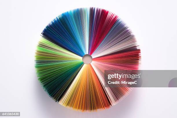 colorful book pages pie chart - book abstract stock-fotos und bilder