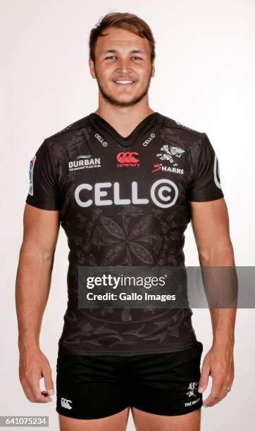 Andre Esterhuizen during Cell C Sharks photocall session at Growthpoint Kings Park on January 25, 2017 in Durban, South Africa.