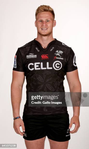 Jean-Luc du Preez du Preez during Cell C Sharks photocall session at Growthpoint Kings Park on January 25, 2017 in Durban, South Africa.