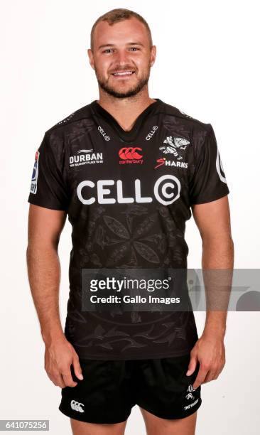 Hanco Venter during Cell C Sharks photocall session at Growthpoint Kings Park on January 25, 2017 in Durban, South Africa.