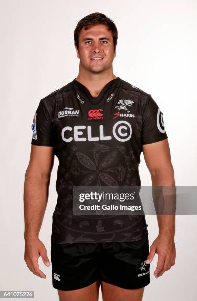 Juan Schoeman during Cell C Sharks photocall session at Growthpoint Kings Park on January 25, 2017 in Durban, South Africa.