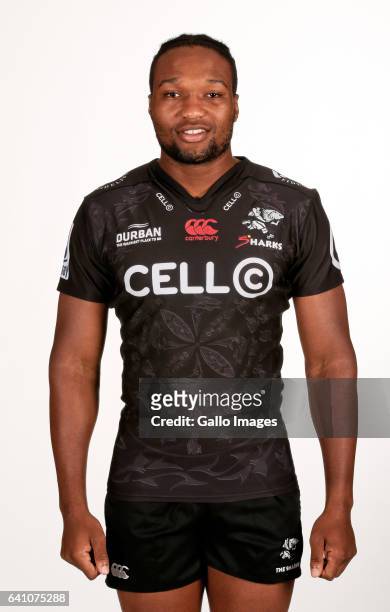 Lukhanyo Am during Cell C Sharks photocall session at Growthpoint Kings Park on January 25, 2017 in Durban, South Africa.