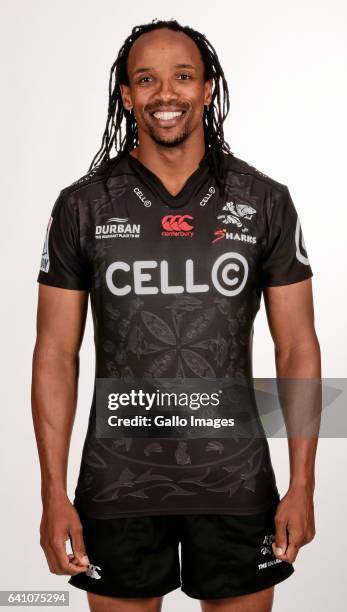 Odwa Ndungane during Cell C Sharks photocall session at Growthpoint Kings Park on January 25, 2017 in Durban, South Africa.