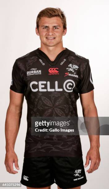 Pat Lambie during Cell C Sharks photocall session at Growthpoint Kings Park on January 25, 2017 in Durban, South Africa.