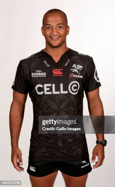 Rhyno Smith during Cell C Sharks photocall session at Growthpoint Kings Park on January 25, 2017 in Durban, South Africa.