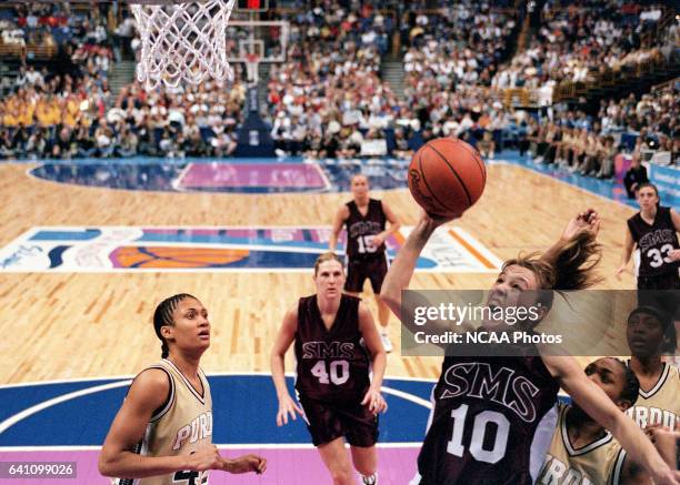 Guard Jackie Stiles of Southwest Missouri State University drives to the hoop against Purdue University during the Division 1 Women's Basketball...