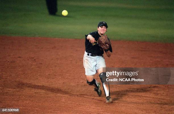 Shortstop Krissy Bamford of Kennesaw State University wings a throw to first for an out against North Dakota State University during the Division II...