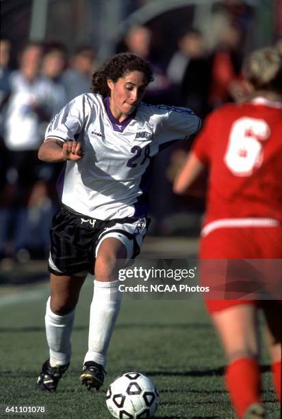 Margaret Rubin of Amherst College dribbles downfield during the Divison 3 Women's Soccer Championships held at Roy Rike Field on the campus of Ohio...